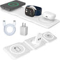 3-in-1 Magnetic Wireless Charger for iPhone, Apple Watch & AirPods – Fast Charging Station, Foldable Dock for Travel & Desk, Compatible with All iPhone Models, with 20W Adapter