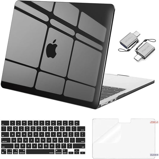 MOSISO Compatible with MacBook Air 13 inch Case M5 2026 M4 2025 M3 M2 2024-2022 A3449 A3240 A3113 A2681, Hard Shell&Keyboard Cover&Screen Film&Type C for MacBook Air 13.6 inch Case, Smoke Black