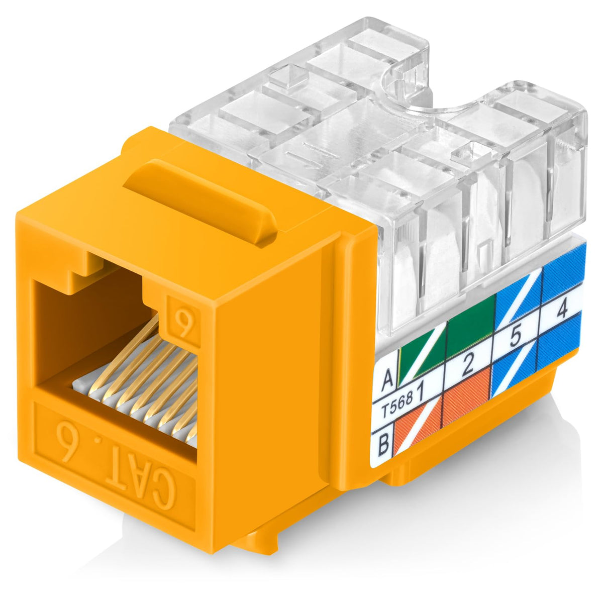 Everest 90 Degree RJ45 Cat6A Keystone Jacks Slim Profile 20-Pack Yellow
