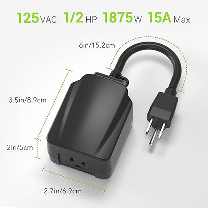 BN-LINK 24-Hour Mechanical Outdoor Light Timer, Waterproof, Heavy Duty, 15A 1/2HP, 1 Grounded Timer Outlet for Home and Garden,ETL Listed,2 Pack