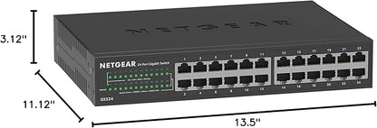 NETGEAR 24-Port Gigabit Ethernet Unmanaged Essentials Switch (GS324) - Desktop, Wall, or Rackmount, Silent Operation