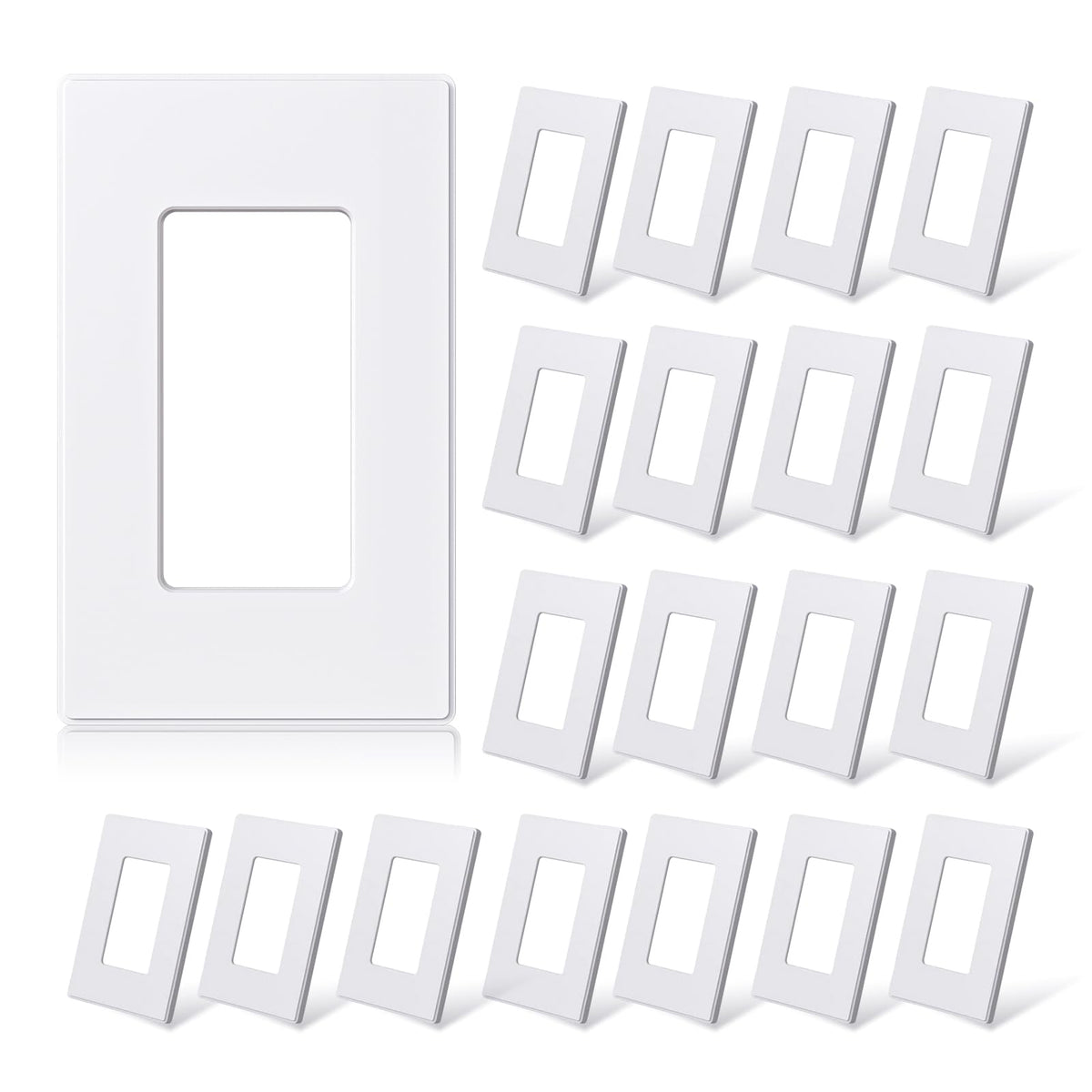 ELEGRP Matte Black 1-Gang Screwless Decorative Wall Plates, Standard Size Unbreakable Thermoplastic Faceplate Cover for Decorator Receptacle Outlet Switch, UL Listed (20 Pack)