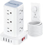 Power Strip with 12 Outlets 4 USB (1 USB C), 6.5Feet Extension Cord with Multiple Outlets, Charging Station, Power Strip Tower, Home Office Desk Supplies