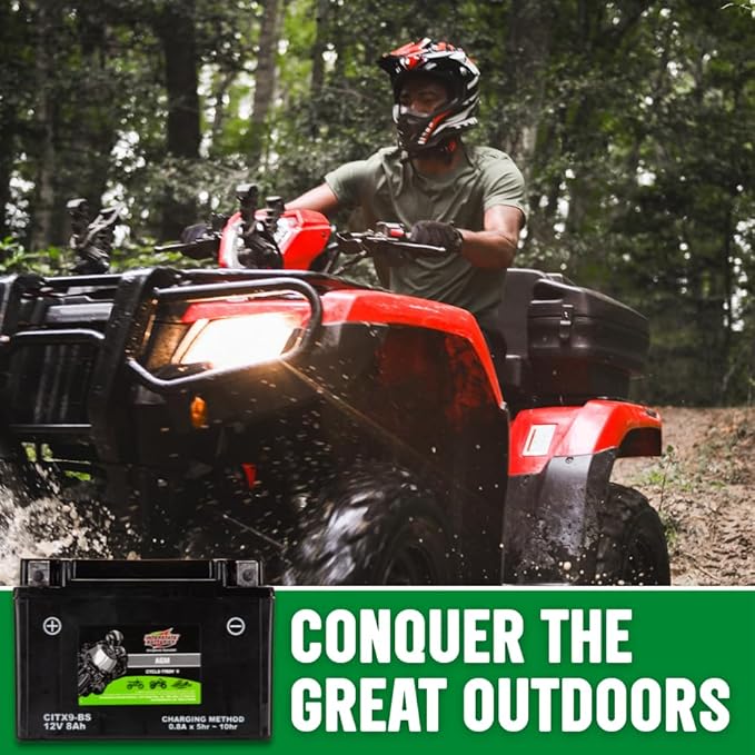 Interstate Batteries YTX9-BS 12V 8Ah Powersports Battery 130CCA AGM Rechargeable Replacement for BMW, Honda, Kawasaki Motorcycles, ATVs, Scooters (CITX9-BS)