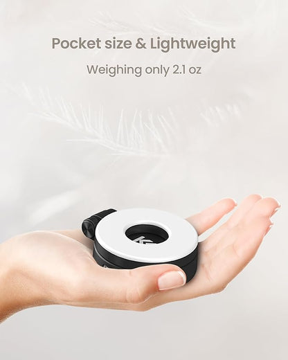 KraftGeek Magnetic Selfie Light for iPhone Magsafe, Portable Phone Ring Light for Video Recording, Rechargeable Lightweight Travel LED Cell Phone Light, Black