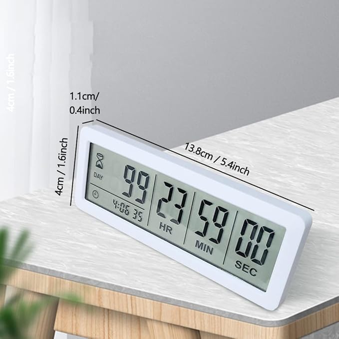 Digital Countdown Days Timer - Black Upgraded Big 999 Days Count Down Clock with Stand Strong Magnetic Back for Vacation Retirement Wedding Holiday