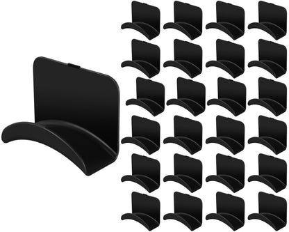 Wonderjune 60 Pcs Headphone Wall Hangers Adhesive Gaming Headset Holder Hooks for Wall Mount Strong Universal Stand Hooks for Most Headphone Controller, Hat, Baseball Caps, Door, Closet (Black)