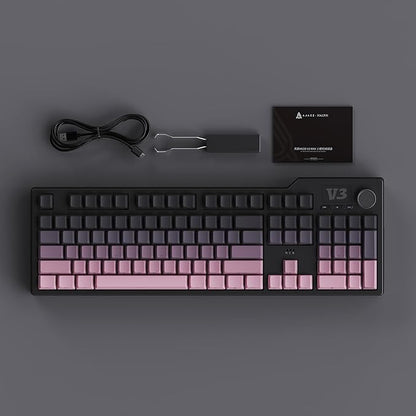 NACODEX Ajazz AK980 Pink Gaming Machanical Keyboard Gift Switch Full Size RGB Gasket Mount 8000mAh Triple Modes Custom Keyboard with Five Layer Pad | Knob Control