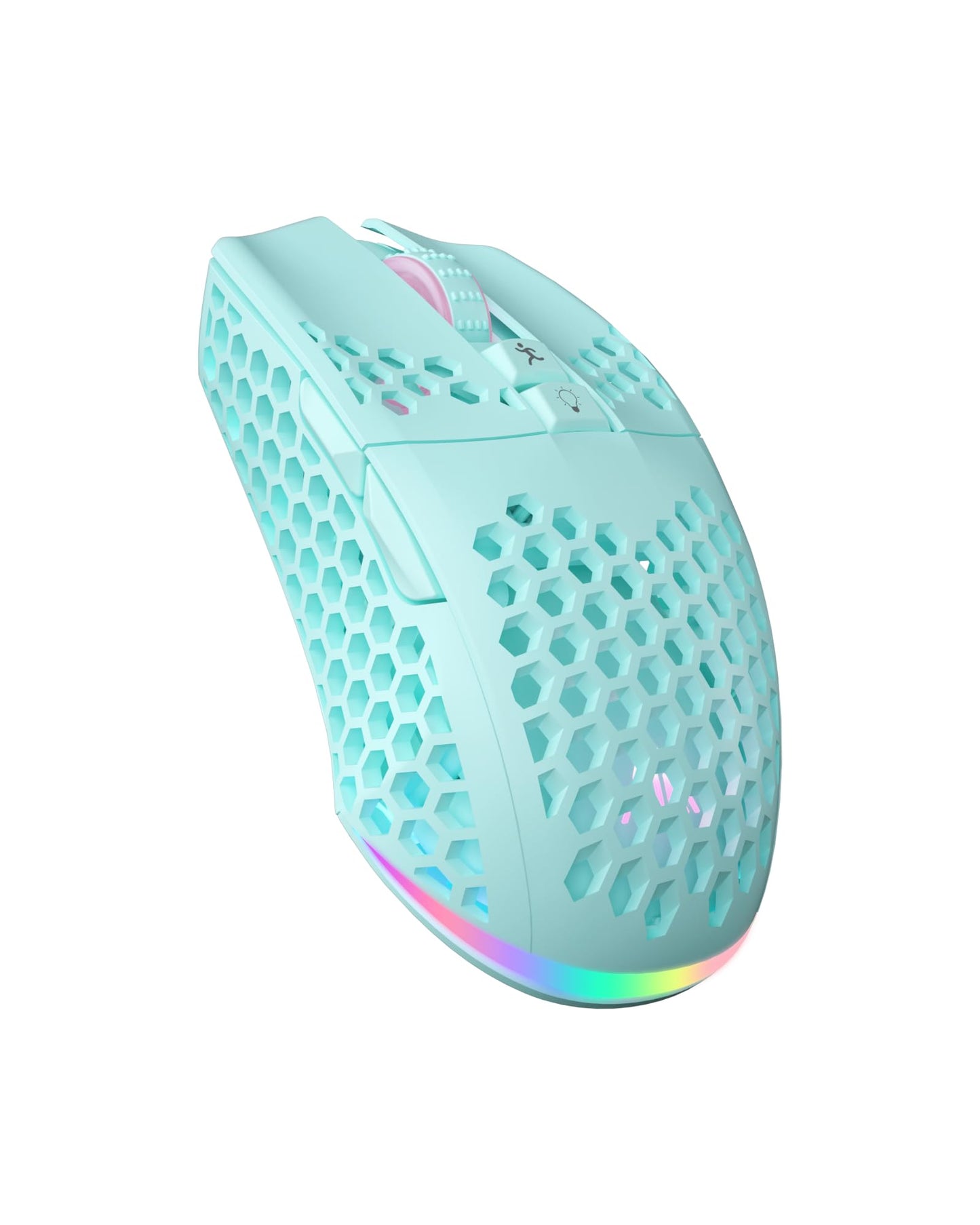 SOLAKAKA SM600 Honeycomb Shell Gaming Mouse Wireless,8000 DPI Tri-Modes BT5.1/2.4G Wireless/Type-C Wired Gamer Mouse with 2 Side Buttons, Macro Programmable and RGB Light for PC/Mac/Laptop,Green