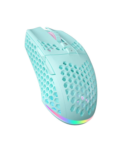 SOLAKAKA SM600 Honeycomb Shell Gaming Mouse Wireless,8000 DPI Tri-Modes BT5.1/2.4G Wireless/Type-C Wired Gamer Mouse with 2 Side Buttons, Macro Programmable and RGB Light for PC/Mac/Laptop,Green