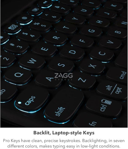 ZAGG Pro Keys Wireless Keyboard & Detachable Case for iPad Pro 12.9 - Backlit Keys, Apple Pencil Holder, 6.6ft Drop Protection