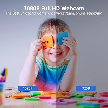 Streaming Webcam with Adjustable Ring Light, Full HD 1080P Webcam with Dual Microphones and Advanced Auto-Focus,Pro Web Camera for Online Learning, Zoom Meeting Skype Teams, Gaming Laptop