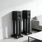 A Pair of Speaker Stands, Bookshelf Speaker Stand Steel Frame Support for Speakers up to 40 kg, Vibration-Absorbing MDF Design, Studio Monitor Stands Improves Sound Quality (60cm/23.6in)