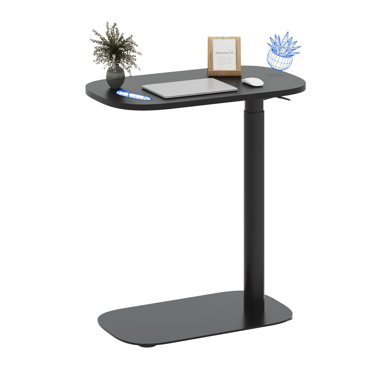 FLEXISPOT 24''Adjustable C Table Gas Spring Mobile Side End Table