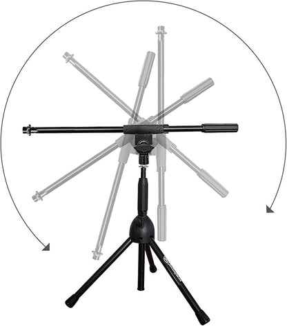 AxcessAbles Short Microphone Stand with Boom Arm | Low Profile Mic Tripod Stand for Kick Drums | Guitar Amp Stand | Low-Pro Mike Stand (MS-101L)