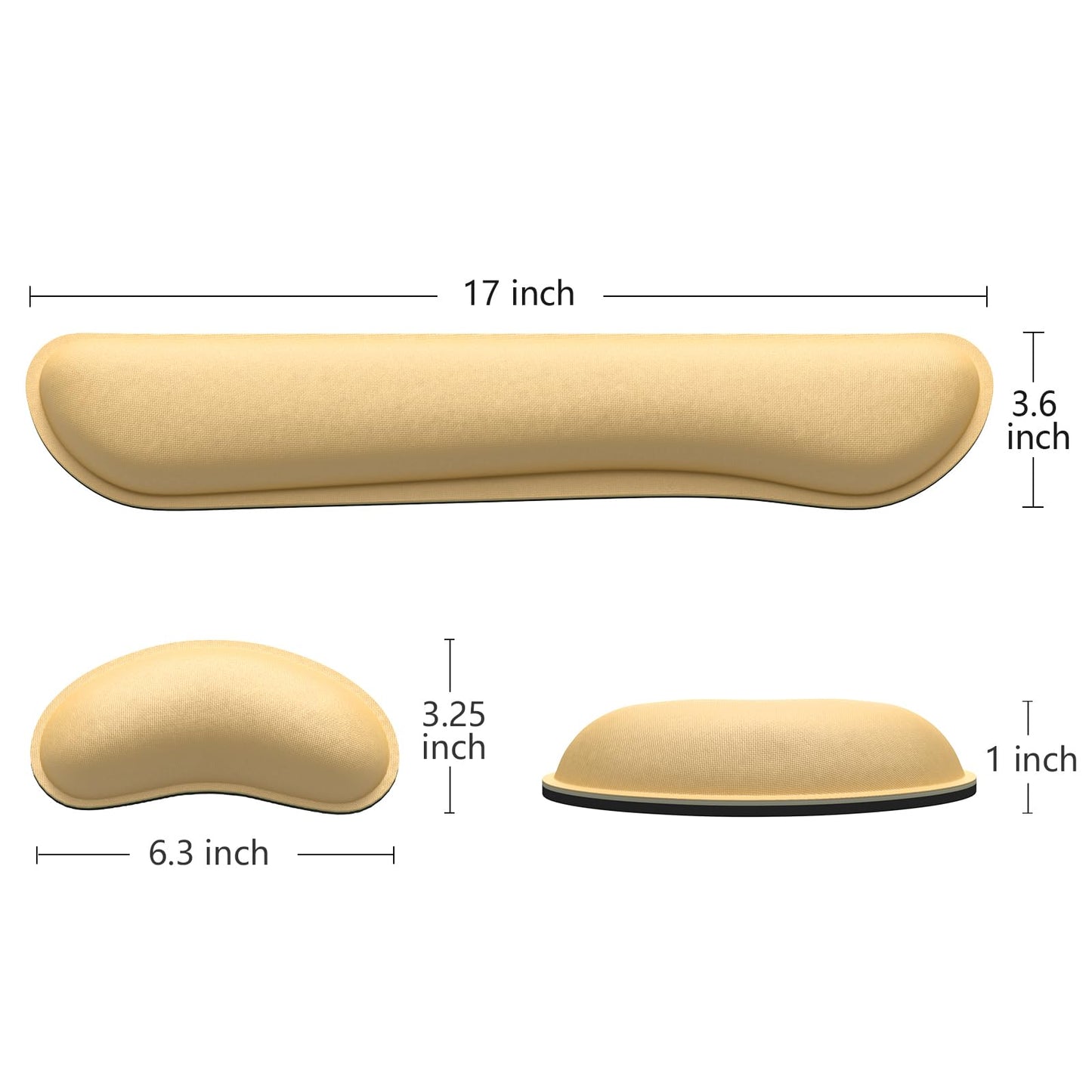 Dapesuom Enlarge Keyboard Wrist Rest, Memory Foam Wrist Cushion for Desk Mats Support, Cute Typing Pain Relief Keyboard Mouse Pad Rests Set with Non-Slip Base for Gaming Laptop Office, Navajo White