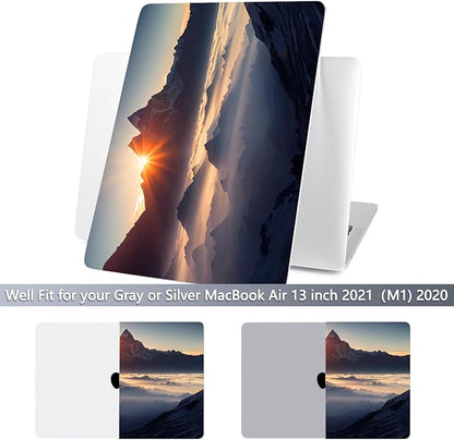 Batianda Design Case for M1 MacBook Air 13 Inch Model A2337 A2179 A1932 2021 2020 2019 Release,3D Painted Landscape Series Hard Shell with Keyboard Cover & Screen Protector, Sunrise