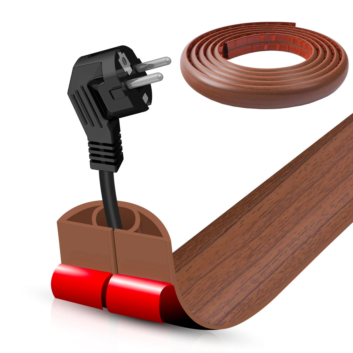 Floor Cord Cover Self Adhesive Cord Hider,10FT Cable Management, Extension Strip Protector for Wires, Prevent Cable Trips for Offices, Gyms, Exhibitions Cavity:0.39"(W) x 0.27"(H) Black