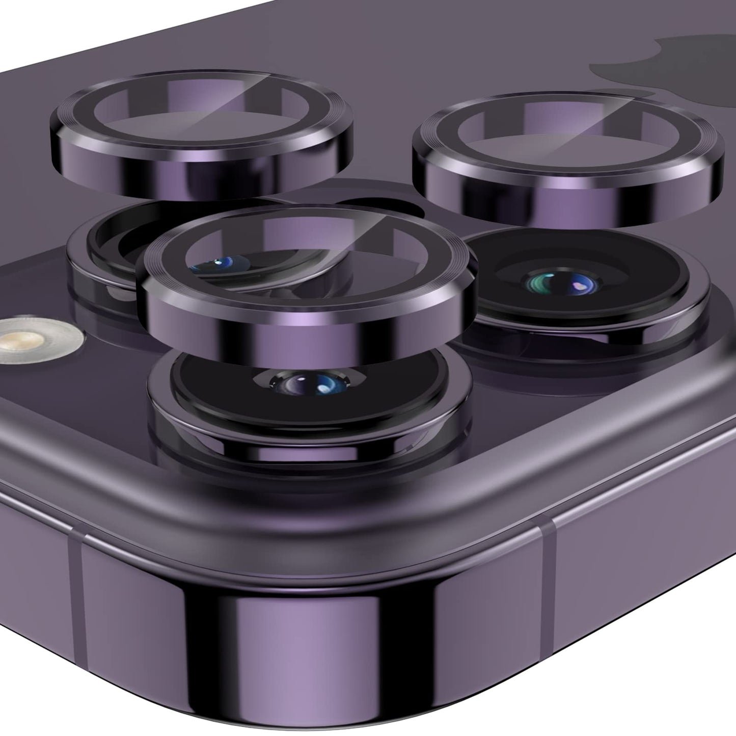 YWXTW Designed for iPhone 14 Pro Max Camera Lens Protector, for iPhone 14 Pro Camera Lens Protector, Individual Metal Anti Scratch HD Clear Case Friendly Tempered Glass Camera Cover, 1 Set (Purple)