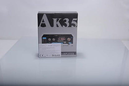 AK35 Stereo Amplifier Home Audio Bluetooth 5.0 Max 200W 2.0 Channel Mini Amplifier Stereo Receivers for Car, Home Party, Audio Amplifier AMP w/USB/TF Card/AUX Input/Bass & Treble Control