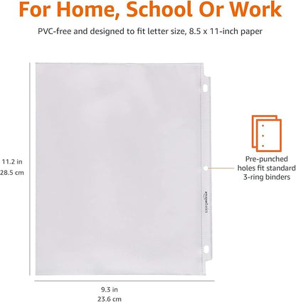 Amazon Basics Sheet Protector, Non-Glare, 100-Pack, 8.5 x 11, Clear