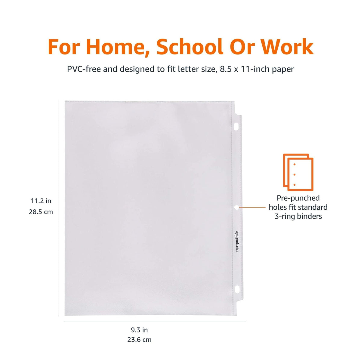 Amazon Basics Polypropylene Sheet Protectors for 3 Ring Binder, Non-Glare, Top Loading, Document Protection, Clear, 200-Pack