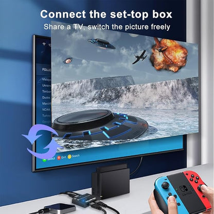 HDMI 2.1 Bi-Directional Switch Ultra HD 8K HDMI Switcher 2 in 1 Out/ 1 in 2 Out HDMI Switch Supports 8K@60Hz/ 4K@120Hz 48Gbps Compatible with Switch/Switch OLED PS5/4 Xbox Roku Apple TV Fire TV Stick