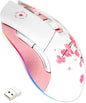 DAREU Sakura Pink Wireless Wired Gaming Mouse, Dual-Mode Rechargeable 6 Programmable Buttons,10K DPI,RGB and 7 Adjustable DPI Levels up to [150IPS] [1000Hz Polling Rate] for PC Notebook Mac