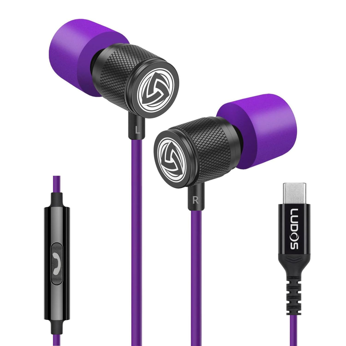 LUDOS Ultra Wired Earbuds in-Ear Headphones, 5 Years Warranty, Earphones with Mic, Noise Isolating Ear Buds, Memory Foam for iPhone, Samsung, School Students, Kids, Women, Small Ears - Turquoise