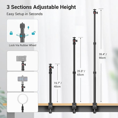 SmallRig Camera Desk Mount Table Stand, Adjustable Light Stand 15"-35", Tabletop C Clamp for DSLR Camera, Ring Light, Live Streaming, Photo Video Shooting