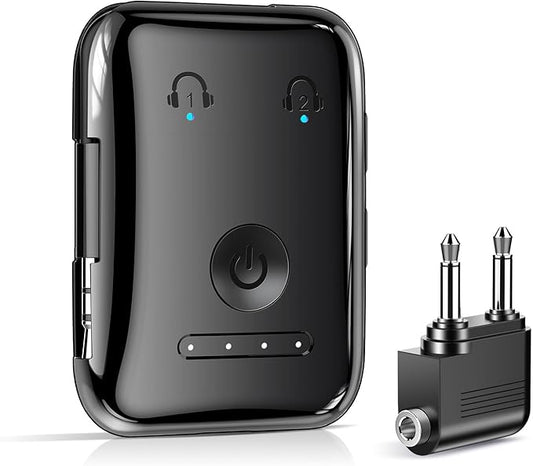 Premium Bluetooth 5.4 Transmitter, Airplane Wireless Adapter, Supports 2 AirPods/Headphones, Bluetooth Transmitter for TV, Airplane, Gym, with aptX Adaptive & Low Latency