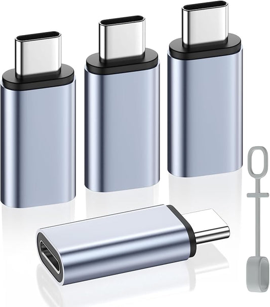 MoKo 4 Pack Lightning Female to USB C Male Adapter,USB-C Lightning Adapter for iPhone Air 17 16 15 Pro Max Plus, iPad Pro/Air, Galaxy,iPhone to USB C Adapter for Data Sync, NOT for Audio/OTG, Gray
