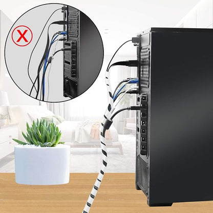 65FT XHF 4mm(Wrapping Range:1.5mm-10mm) Clear Spiral Cable Wrap Cord for Computer Electrical Wire Organizer Sleeve Hose RoHS