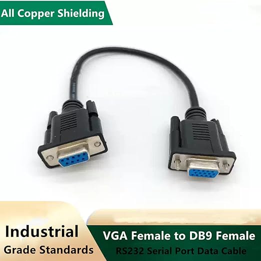 DB9 Female to VGA Female 15Pin Three-Row Signal Transmission Cable, VGA to DB9 Serial RS232 Data Cable for Mutual Transmission of Signals Between 9Pin Video Devices and Computers 2Meter