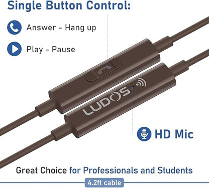 LUDOS Ultra USB C Headphones for iPhone 16 15 Pro Max Plus iPad Pro, 5 Years Warranty, Magnetic USB-C Earbuds for Samsung Galaxy S24 S23 Ultra S22 S21 FE S20 A55 A54 A53, USB Type C Earphones - Brown