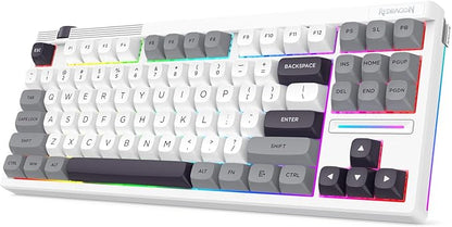 Redragon K729 PRO 80% Wireless Gasket RGB Gaming Keyboard, 3-Mode TKL Mechanical Keyboard w/Knob Control, Mix-Color PBT Keycaps, Hot-Swap South-Facing Socket & 5-Layer Dampener, Custom Silent Switch