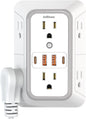 USB Wall Charger Outlet Extender Surge Protector with 4 USB Ports (2 USB C) Plug Extension Multiple Outlets Plug in Adapter Spaced Outlets for Home Office Travel,White ETL (White)-ETL