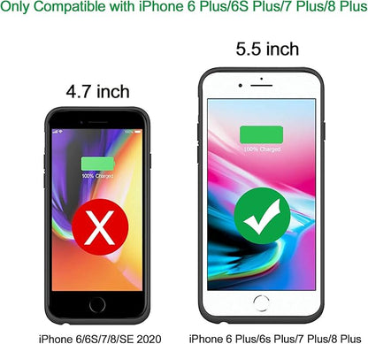 Battery Case for iPhone 6 Plus/6s Plus/7 Plus/8 Plus, 10000mAh Portable Battery Pack Rechargeable Smart Charger Case Compatible with iPhone 6 Plus/6s Plus/7 Plus/8 Plus (5.5 inch) Battery Case (Black)