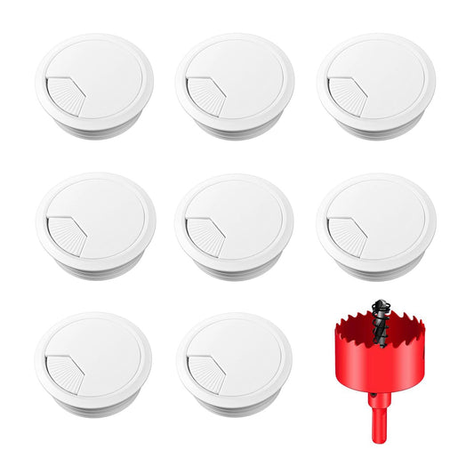 TuTuYa 8Pcs Desk Grommet 2 Inch, Desk Hole Cover Black, with 1Pc Hole Saw