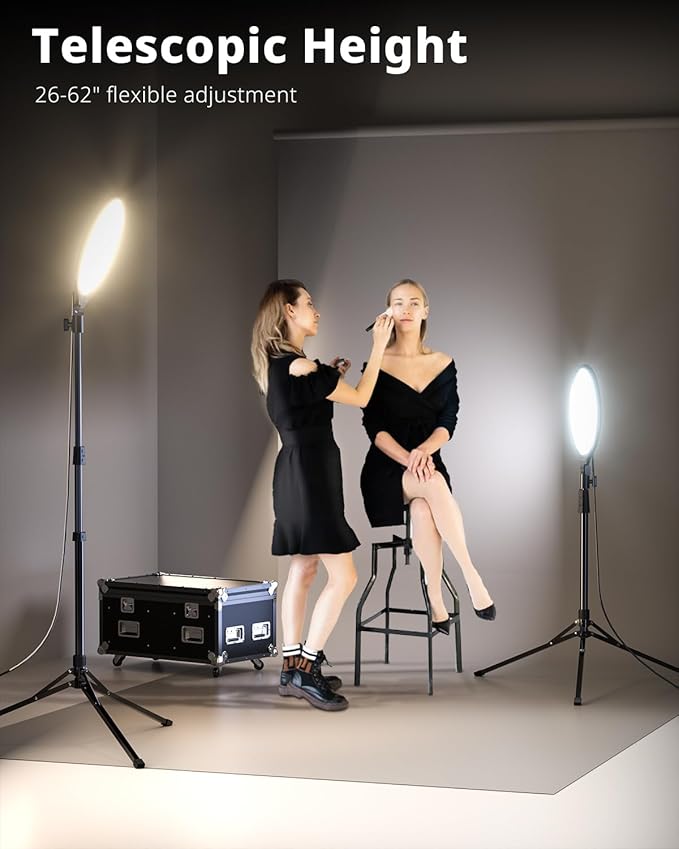 UBeesize 10" LED Light with 62" Tripod Stand, Phone Holder & Remote for iPhone, Video, TikTok, YouTube, Live Streaming, Makeup