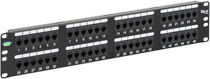 ICC CAT5e Patch Panel, UL Listed & PoE++ Rated Gigabit Applications, Rackmount 24 Port 1U 19-Inch Network Patch Panel with Rear 110 IDC Terminal Blocks for Gigabit Network Switch, Black