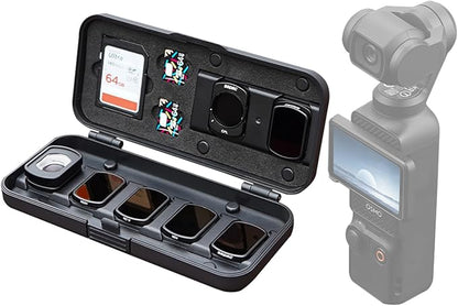 Filter Case for DJI Pocket 3, Magnetic Lens Filter Storage Case for DJI Osmo Pocket 3 Creator Combo Accessories, ND-UV-CPL Wide Angle Macro Lens TF/SD Card Organizer