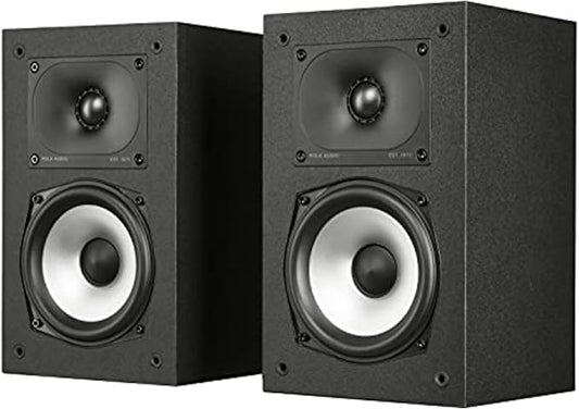 Polk Monitor XT15 Pair of Bookshelf or Surround Sound Speakers - Hi-Res Audio Certified, Dolby Atmos & DTS:X Compatible, 1" Terylene Tweeter & 5.25" Dynamically Balanced Woofer (Pair, Midnight Black)