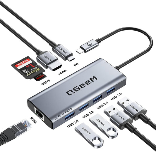 USB C Hub,10 in 1 Laptop Docking Station 2x4K@60Hz,Type-C Multiport Adapter with 2 HDMI,PD100W,Extender Splitter,Card Reader,Ethernet Dock for Mac/Dell/HP/Surface