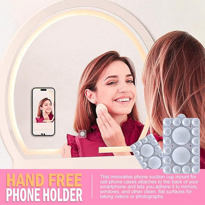 ZYCCER Double Sided Silicone Suction Phone Holder Mount,Compatible with iPhone and Android Cases Hands-Free Mirror Shower Phone Mount Strong Grip Holder (Light Blue, Double Sided 2PCS)