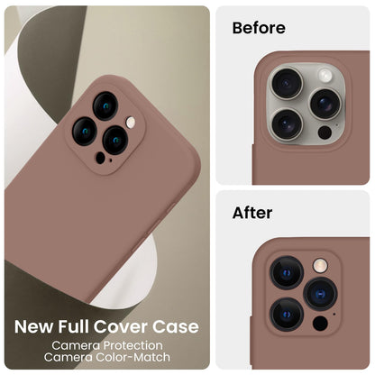 FireNova Designed for iPhone 15 Pro Max Case, Silicone Upgraded [Camera Protection] Phone Case, Soft Anti-Scratch Microfiber Lining Inside, 6.7 inch, Light Brown