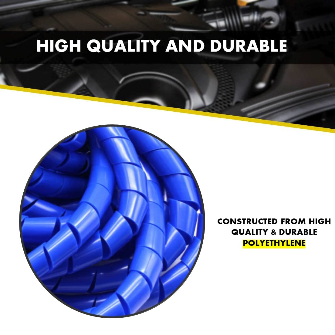 Kable Kontrol Vortex Spiral Cable Wrap - 3/8” Inch 100’ Feet Long - Hose Protector Flexible Polyethylene Wire Conduit Tubing Cable Sleeve Cord Cover to Organize Wires – Black
