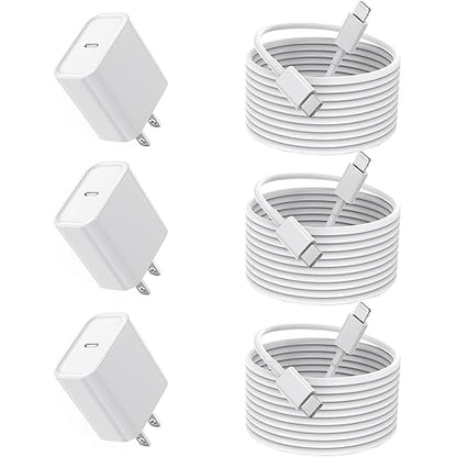 10FT iPhone Fast Charger,[Apple MFi Certified] 3Pack USB C Charger Block with 10 Foot Long Type C to Lightning Cable Cord Adapter Block Compatible with iPhone 14 Pro Max/14 Plus/13/12Mini/11/XS/X/iPad