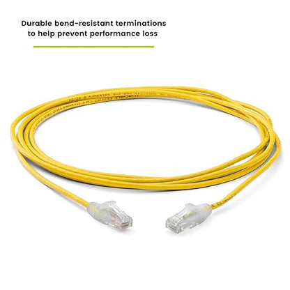 TRUECABLE Cat6 Component Rated Patch Cable, Unshielded (U/UTP), 10ft, Yellow, 28AWG Solid Copper, Snagless 10G High-Speed Ethernet Cable, PoE++ 4PPoE 100W, UL Listed, RoHS-3, 1 Pack