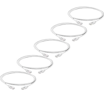 TRUECABLE Cat6 Component Rated Patch Cable, Unshielded (U/UTP), 7ft, White, 28AWG Solid Copper, Snagless 10G High-Speed Ethernet Cable, PoE++ 4PPoE 100W, UL Listed, RoHS-3, 5 Pack